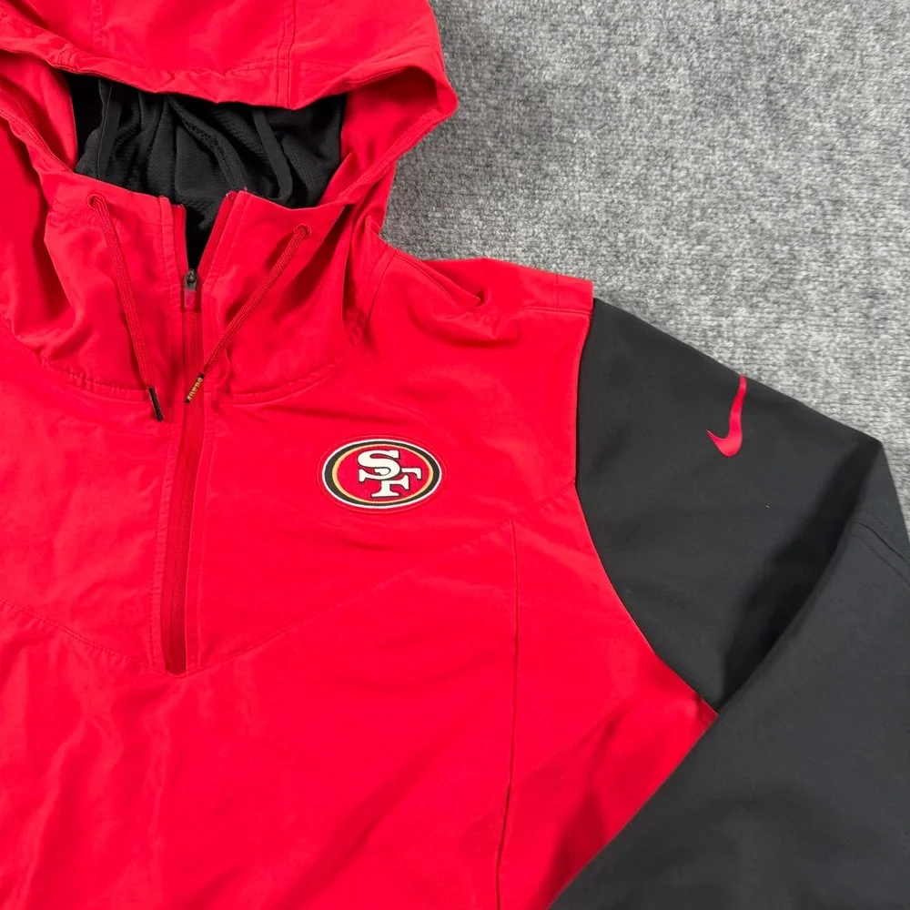 Nike San Francisco 49ers Jacket Mens XL Red Black NFL On-Field Quarter Zip Hood